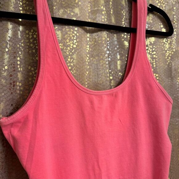 PINK Victorias Secret Bright Neon Pink Tank Stretch Bodycon Mini Dress Large - Picture 4 of 6